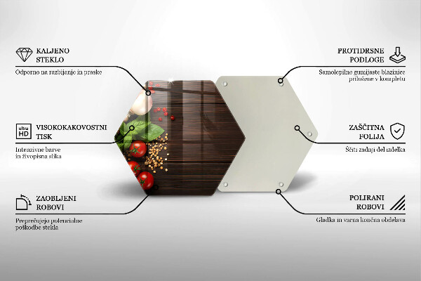Steklena podloga za rezanje Zelenjava na mizi