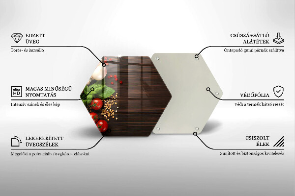 Steklena podloga za rezanje Zelenjava na mizi