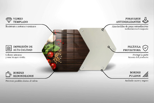 Steklena podloga za rezanje Zelenjava na mizi