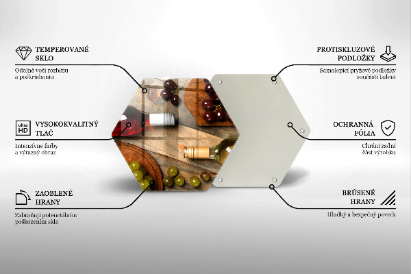 Steklena podloga za rezanje Vinske steklenice in grozdje