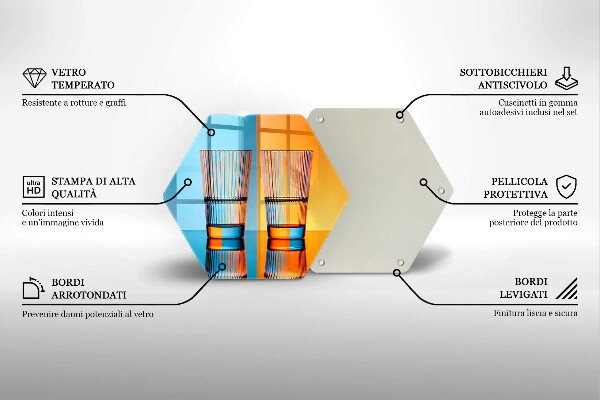Steklena podloga za rezanje Dva kozarca vode