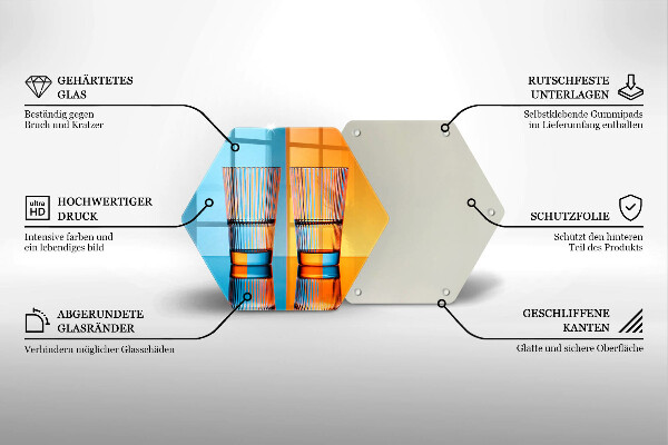 Steklena podloga za rezanje Dva kozarca vode