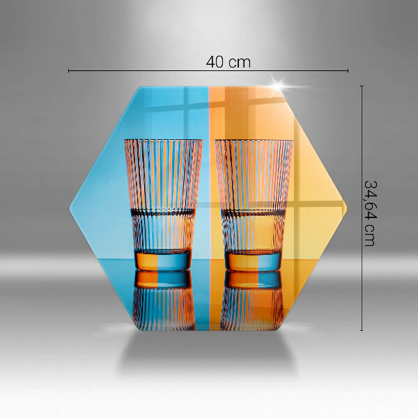 Steklena podloga za rezanje Dva kozarca vode
