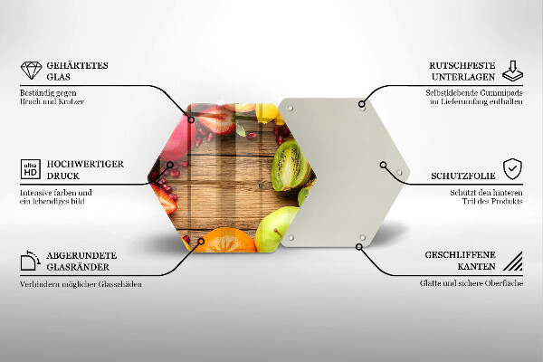 Steklena podloga za rezanje Sveže sadje