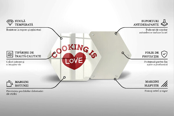 Steklena podloga za rezanje Cooking is love