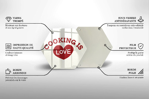 Steklena podloga za rezanje Cooking is love