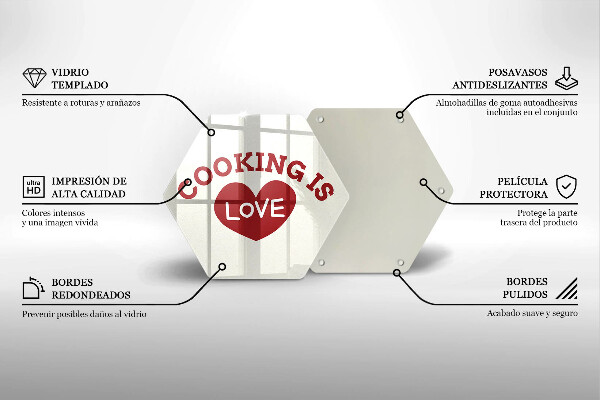 Steklena podloga za rezanje Cooking is love