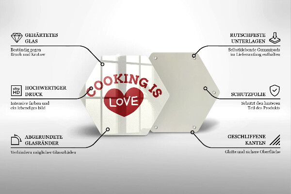 Steklena podloga za rezanje Cooking is love