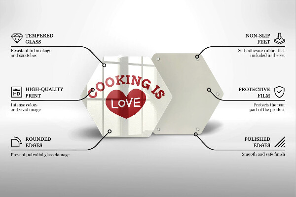 Steklena podloga za rezanje Cooking is love