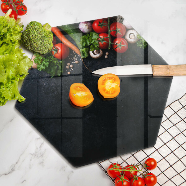 Steklena podloga za rezanje Pisana zelenjava