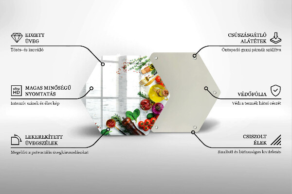 Steklena podloga za rezanje Zelenjava in začimbe