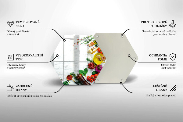 Steklena podloga za rezanje Zelenjava in začimbe