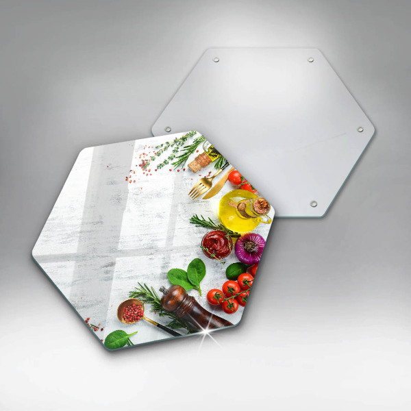Steklena podloga za rezanje Zelenjava in začimbe
