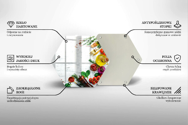 Steklena podloga za rezanje Zelenjava in začimbe