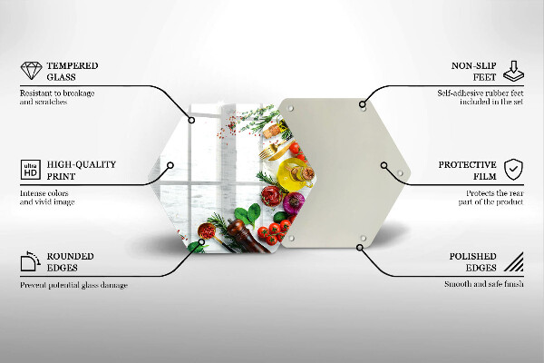 Steklena podloga za rezanje Zelenjava in začimbe