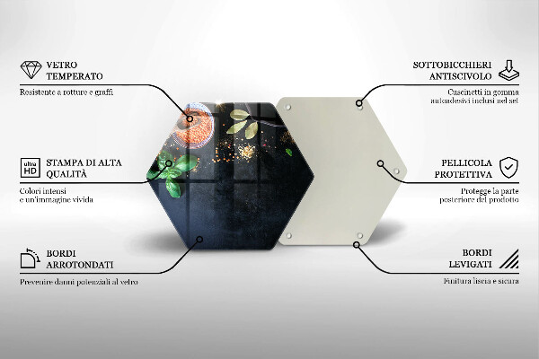 Steklena podloga za rezanje Sklede z začimbami
