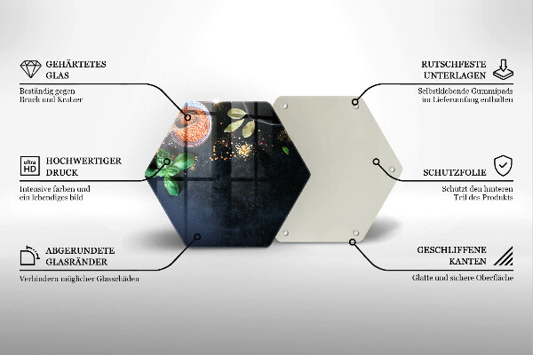 Steklena podloga za rezanje Sklede z začimbami