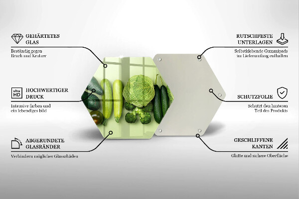 Steklena podloga za rezanje Zeleno sadje in zelenjava