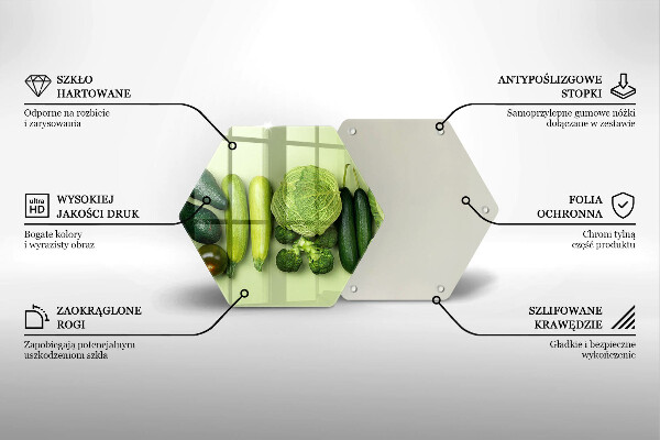 Steklena podloga za rezanje Zeleno sadje in zelenjava