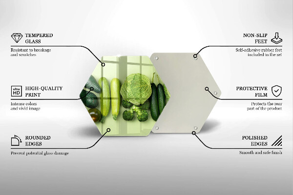 Steklena podloga za rezanje Zeleno sadje in zelenjava
