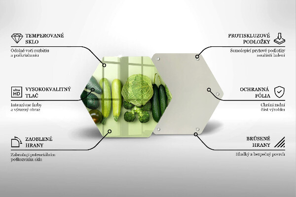 Steklena podloga za rezanje Zeleno sadje in zelenjava