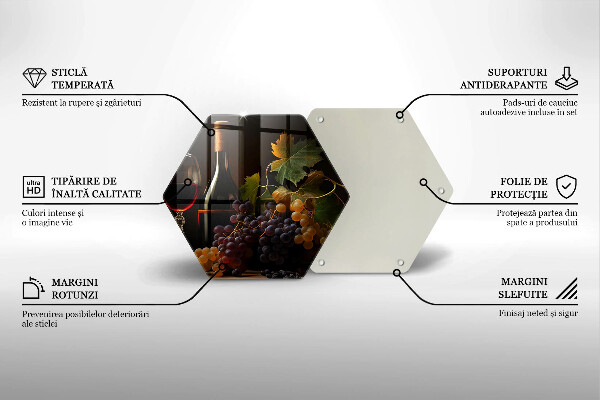 Steklena podloga za rezanje Kozarec vina in grozdje