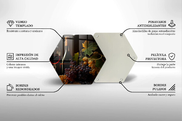 Steklena podloga za rezanje Kozarec vina in grozdje