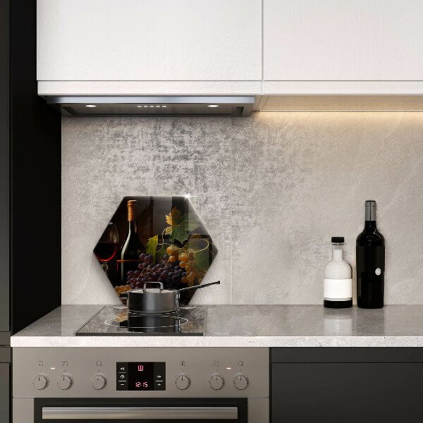 Steklena podloga za rezanje Kozarec vina in grozdje