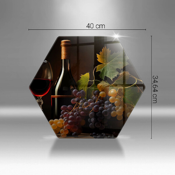 Steklena podloga za rezanje Kozarec vina in grozdje
