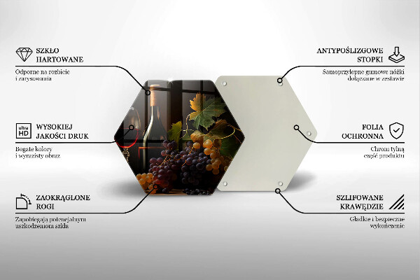 Steklena podloga za rezanje Kozarec vina in grozdje