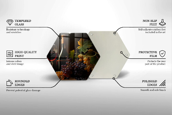 Steklena podloga za rezanje Kozarec vina in grozdje