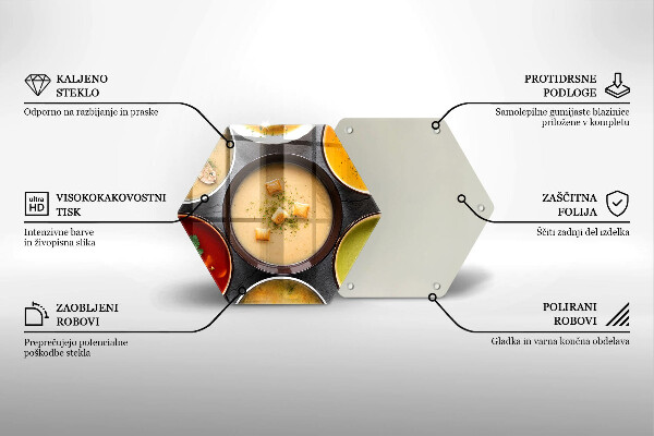 Steklena podloga za rezanje Pisane juhe