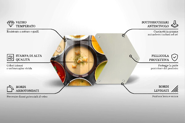 Steklena podloga za rezanje Pisane juhe