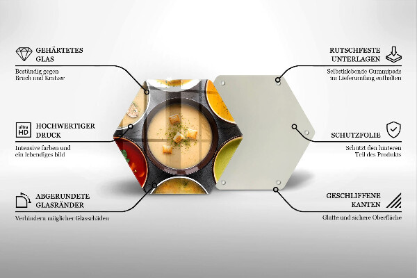 Steklena podloga za rezanje Pisane juhe