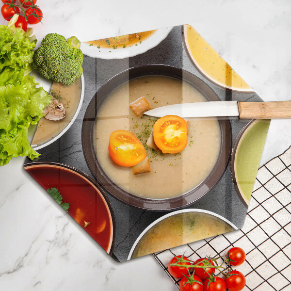 Steklena podloga za rezanje Pisane juhe