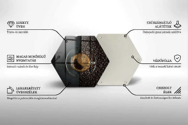Steklena podloga za rezanje Kava in fižol