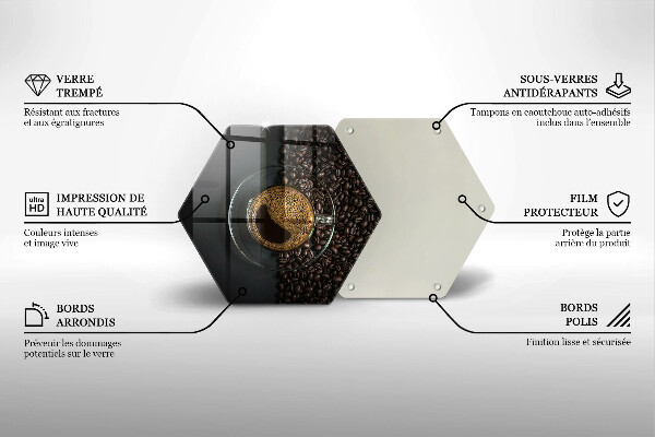 Steklena podloga za rezanje Kava in fižol