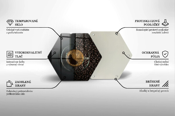 Steklena podloga za rezanje Kava in fižol
