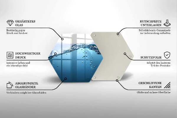 Steklena podloga za rezanje Modra voda