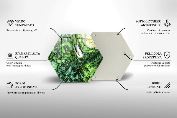 Steklena podloga za rezanje Zelena zelenjava
