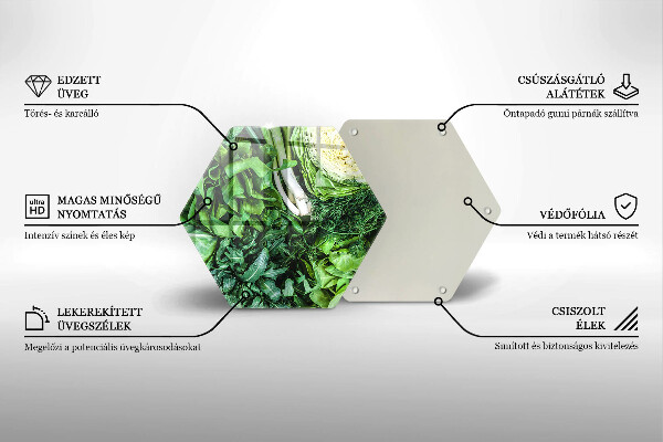 Steklena podloga za rezanje Zelena zelenjava