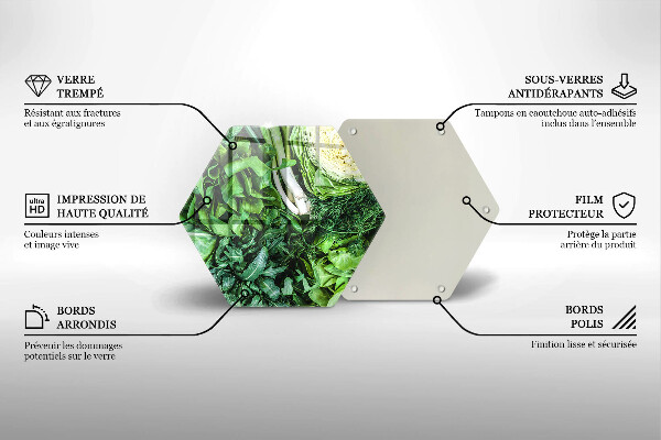 Steklena podloga za rezanje Zelena zelenjava