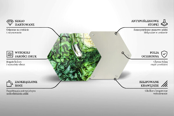 Steklena podloga za rezanje Zelena zelenjava