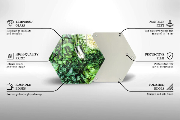 Steklena podloga za rezanje Zelena zelenjava