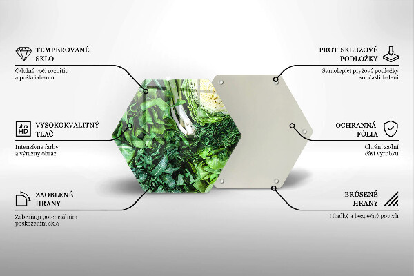 Steklena podloga za rezanje Zelena zelenjava