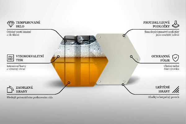 Steklena podloga za rezanje Pijte pivsko peno