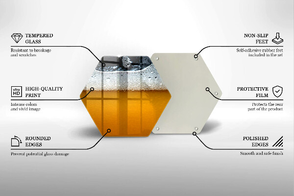 Steklena podloga za rezanje Pijte pivsko peno