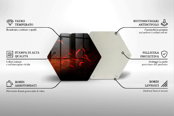Steklena podloga za rezanje Pekoče čili paprike