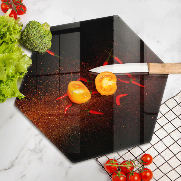 Steklena podloga za rezanje Pekoče čili paprike