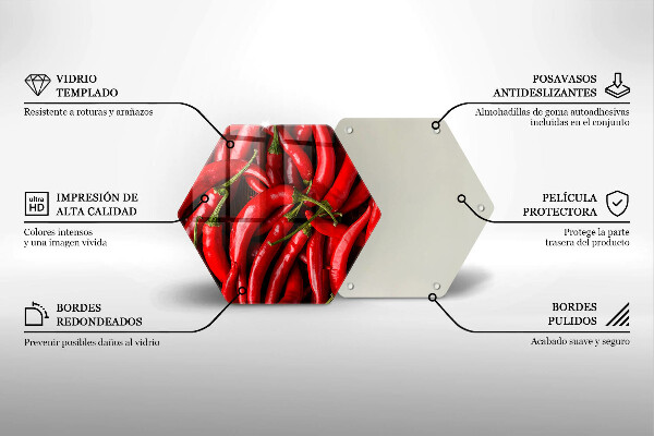 Steklena podloga za rezanje Pekoče čili paprike